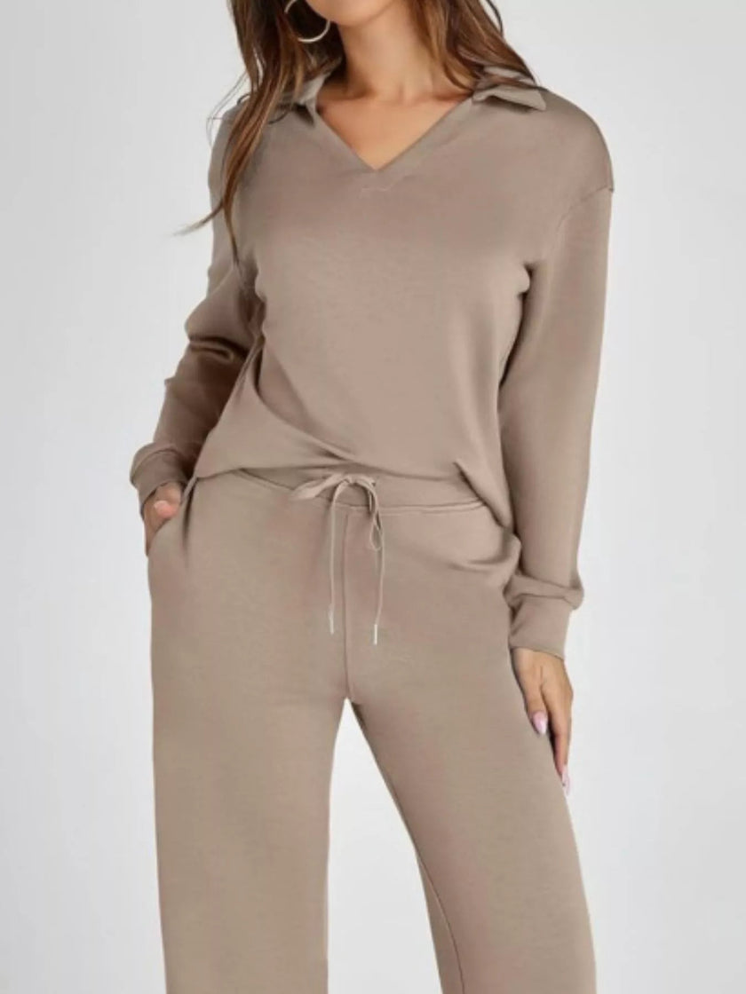 Long Sleeve Top and Pants Plus Size - FLORENTINE IRIS
