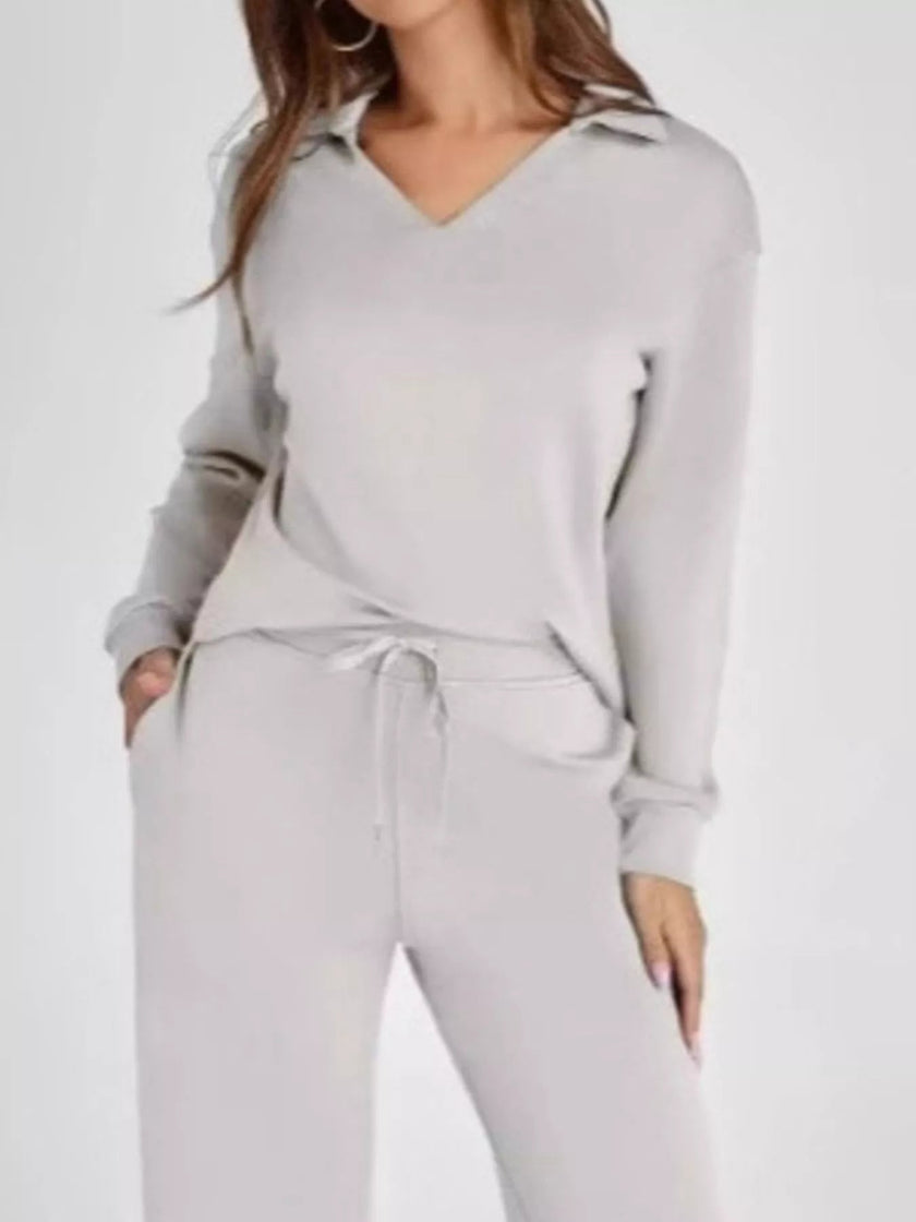 Long Sleeve Top and Pants Plus Size - FLORENTINE IRIS