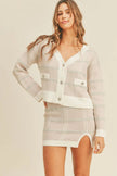 MABLE Plaid Button Down Sweater Cardigan and Mini Skirt Set - FLORENTINE IRIS