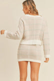 MABLE Plaid Button Down Sweater Cardigan and Mini Skirt Set - FLORENTINE IRIS