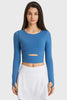 Millennia Cutout Long Sleeve Cropped Sports Top - FLORENTINE IRIS