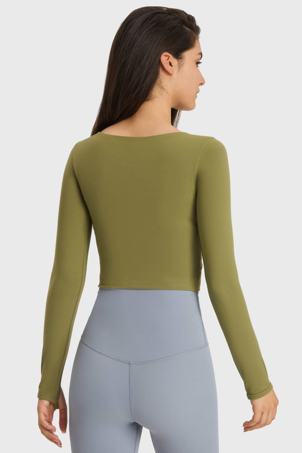 Millennia Cutout Long Sleeve Cropped Sports Top - FLORENTINE IRIS
