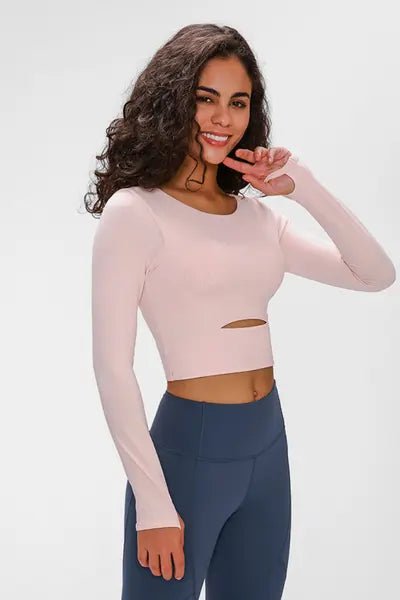 Millennia Long Sleeve Cropped Top With Sports Strap - FLORENTINE IRIS