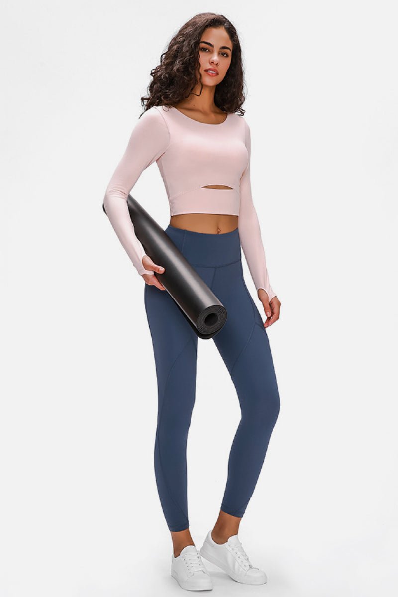 Millennia Long Sleeve Cropped Top With Sports Strap - FLORENTINE IRIS