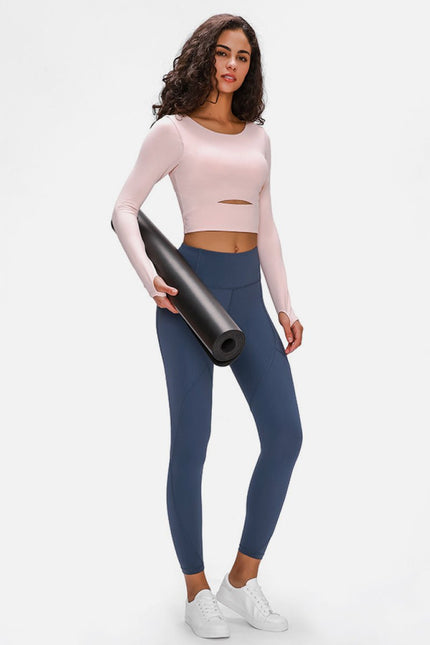 Millennia Long Sleeve Cropped Top With Sports Strap - FLORENTINE IRIS