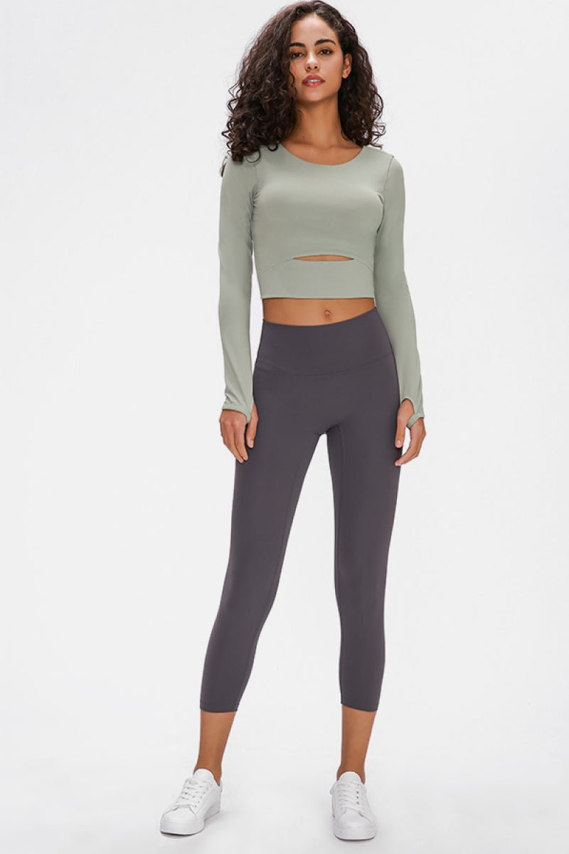 Millennia Long Sleeve Cropped Top With Sports Strap - FLORENTINE IRIS