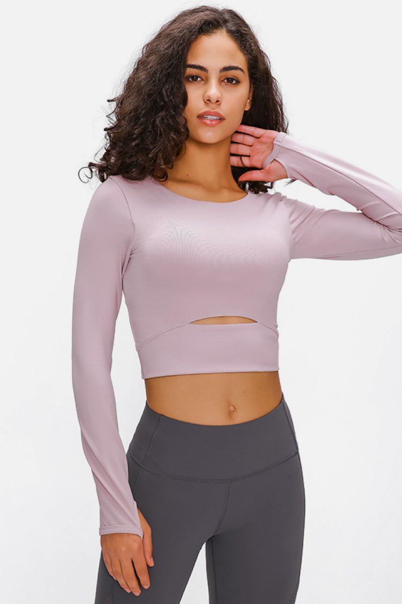 Millennia Long Sleeve Cropped Top With Sports Strap - FLORENTINE IRIS