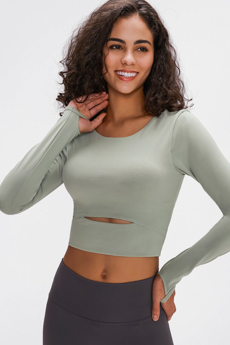 Millennia Long Sleeve Cropped Top With Sports Strap - FLORENTINE IRIS