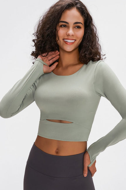 Millennia Long Sleeve Cropped Top With Sports Strap - FLORENTINE IRIS