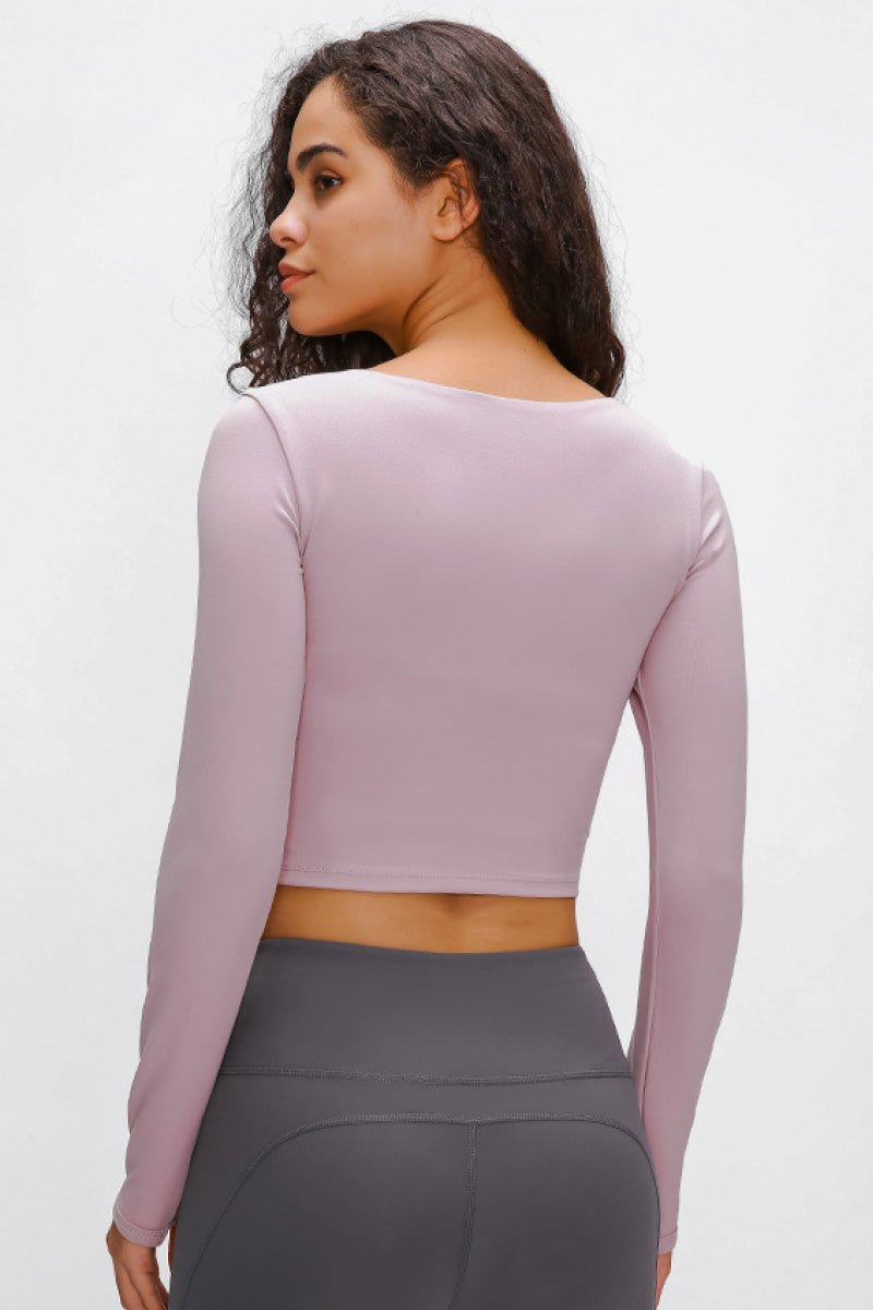 Millennia Long Sleeve Cropped Top With Sports Strap - FLORENTINE IRIS