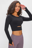 Millennia Long Sleeve Cropped Top With Sports Strap - FLORENTINE IRIS