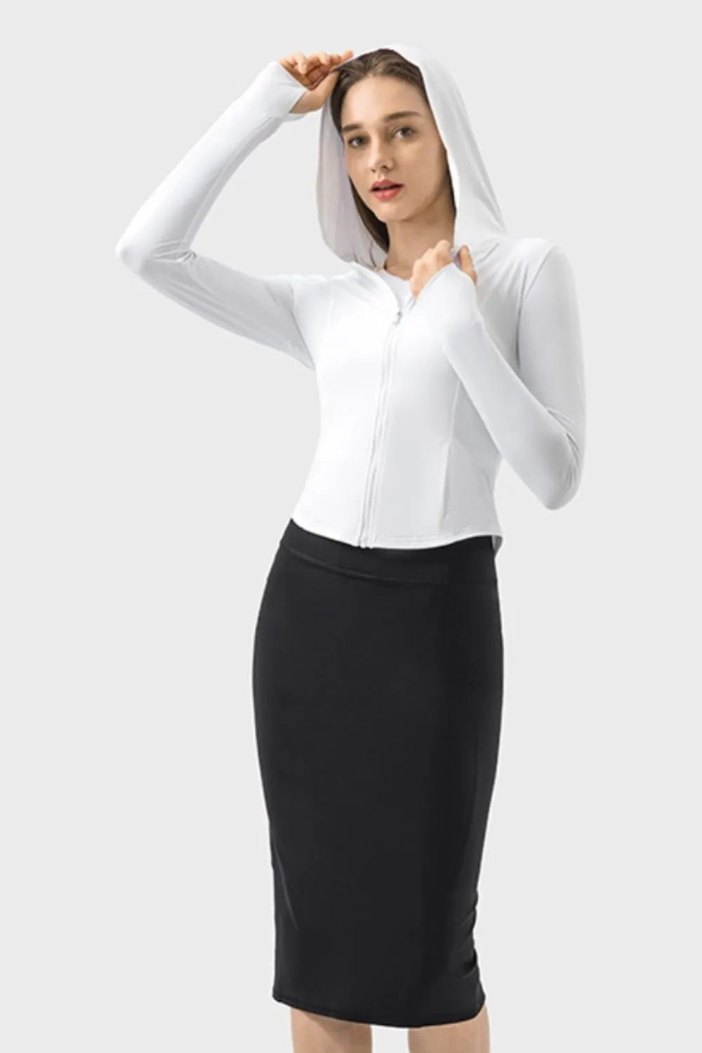 Millennia Pocketed Zip Up Hooded Long Sleeve Active Outerwear - FLORENTINE IRIS