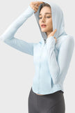 Millennia Pocketed Zip Up Hooded Long Sleeve Active Outerwear - FLORENTINE IRIS