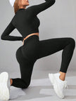 Mock Neck Long Sleeve Top and Leggings Active Set - FLORENTINE IRIS