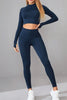 Mock Neck Long Sleeve Top and Pants Active Set - FLORENTINE IRIS