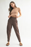 MONO B Flowbarrel High Waist Active Pants - FLORENTINE IRIS