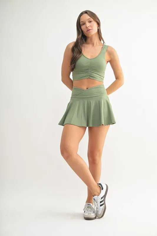 MONO B Ruched Front Active Tank - FLORENTINE IRIS