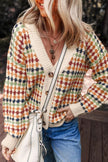 Multicolour Dotty Pattern Knit Button Front Cardigan - FLORENTINE IRIS