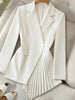 One Button Asymmetric Pleated Hem Blazer - FLORENTINE IRIS