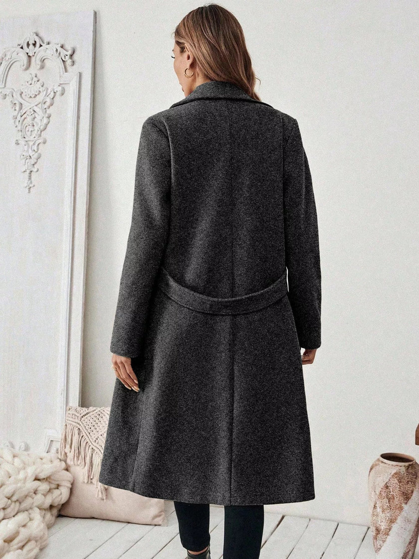 One Button Wool Blend Overcoat - FLORENTINE IRIS