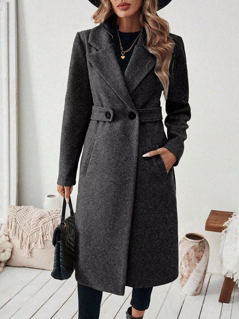 One Button Wool Blend Overcoat - FLORENTINE IRIS
