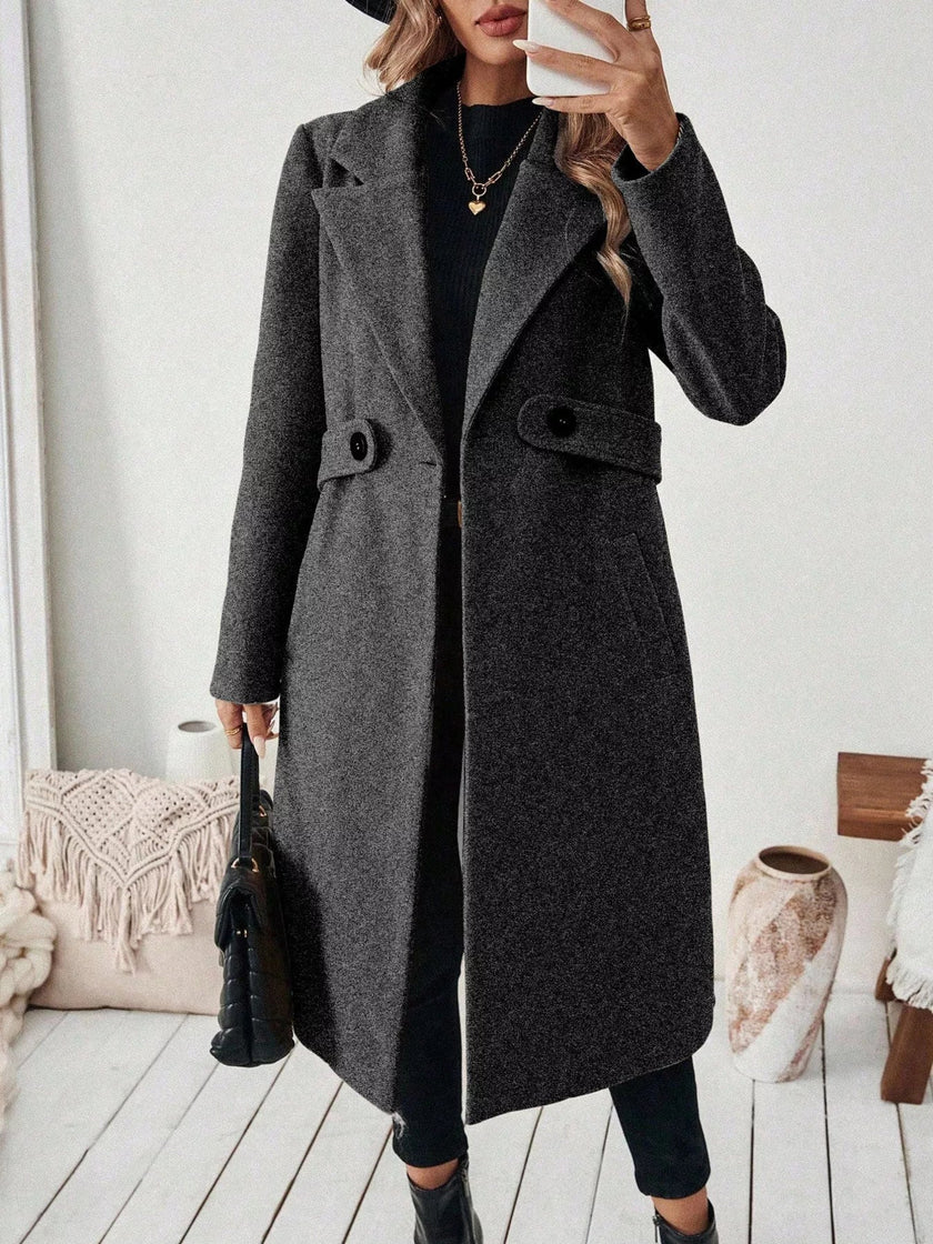 One Button Wool Blend Overcoat - FLORENTINE IRIS
