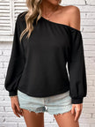 One - Shoulder Long Sleeve Casual Sweatshirt - FLORENTINE IRIS