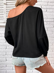 One - Shoulder Long Sleeve Casual Sweatshirt - FLORENTINE IRIS