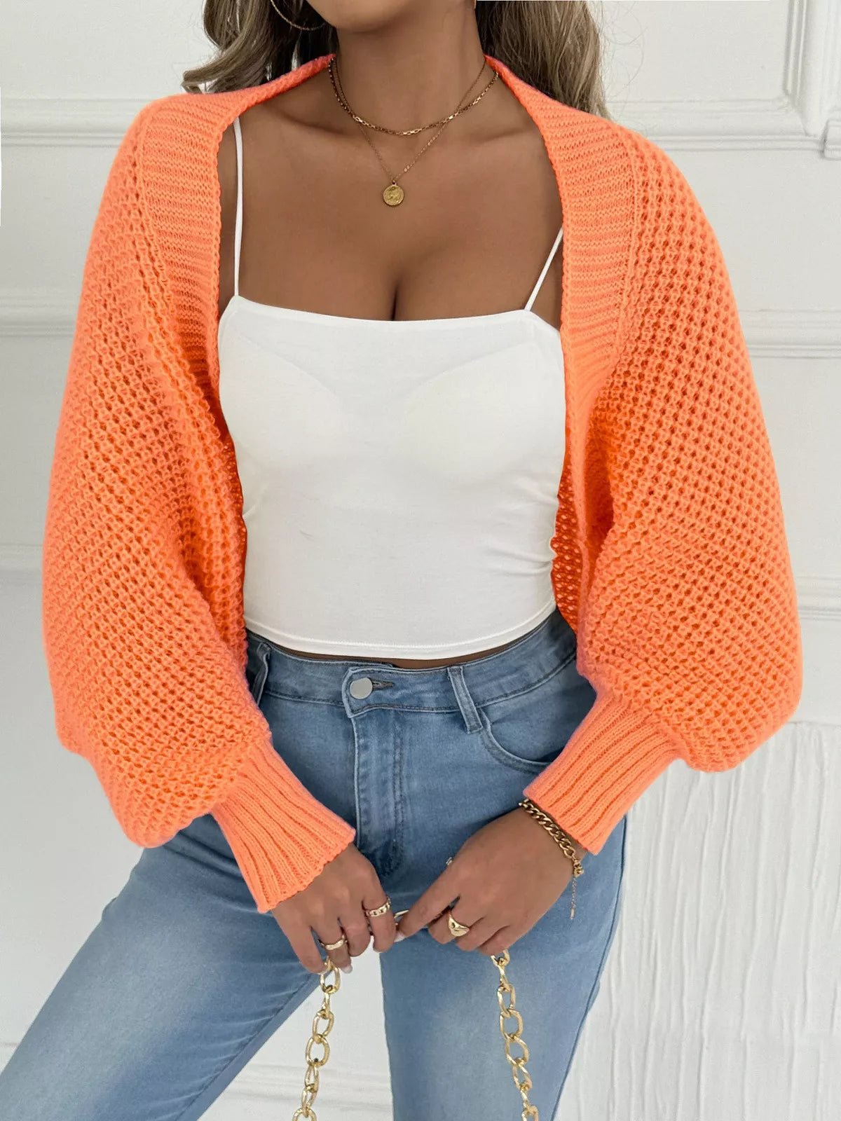 Open Front Batwing Sleeve Cardigan - FLORENTINE IRIS