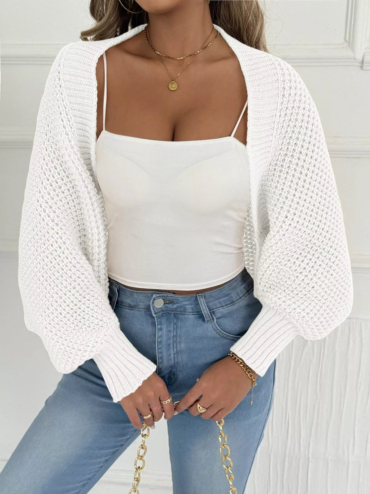 Open Front Batwing Sleeve Cardigan - FLORENTINE IRIS