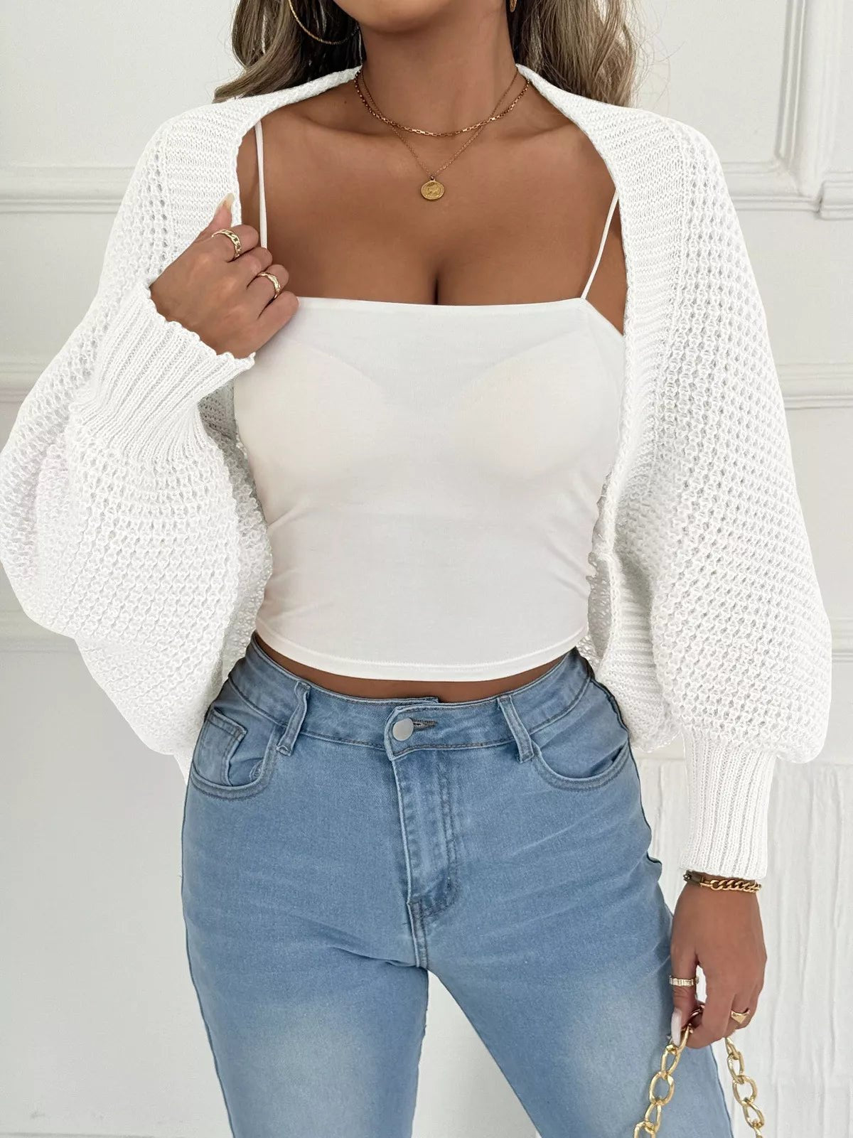 Open Front Batwing Sleeve Cardigan - FLORENTINE IRIS