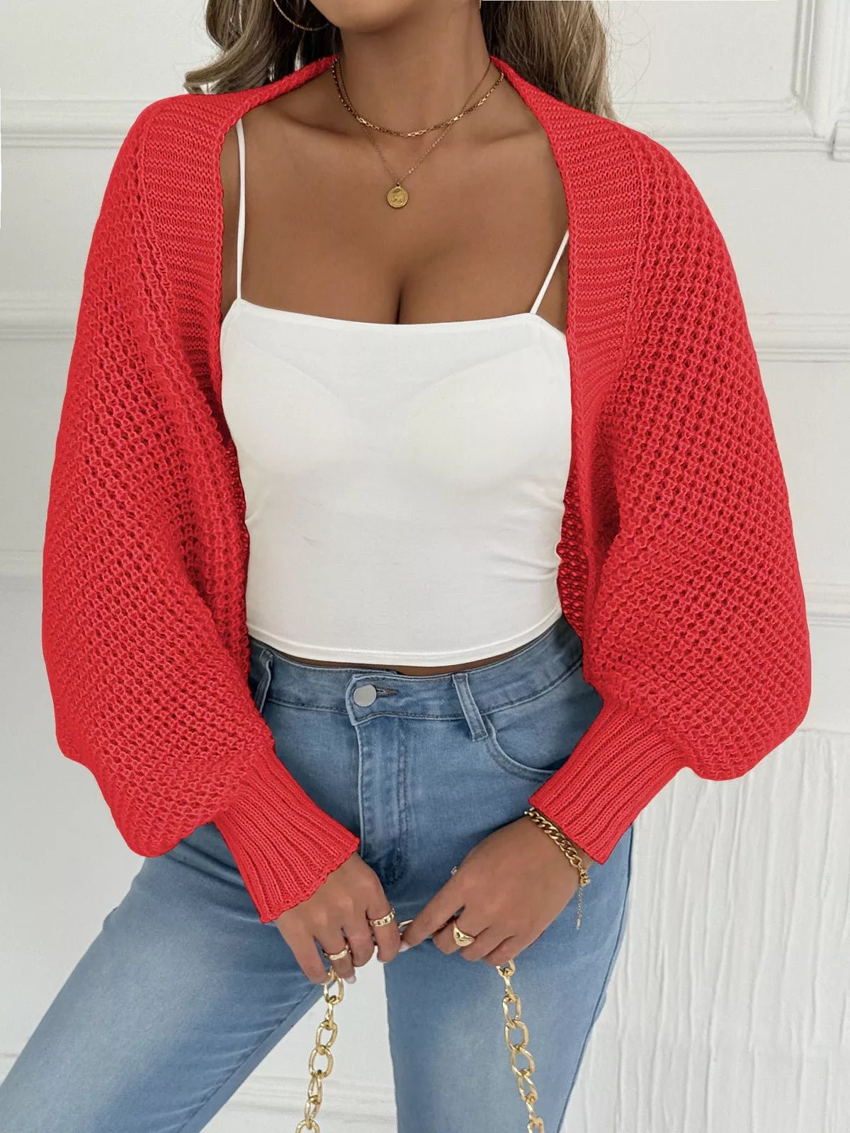 Open Front Batwing Sleeve Cardigan - FLORENTINE IRIS