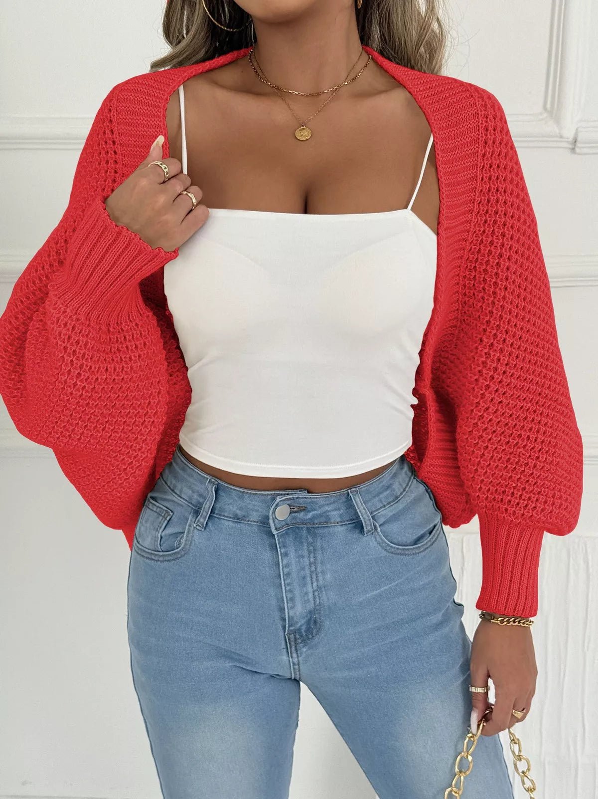 Open Front Batwing Sleeve Cardigan - FLORENTINE IRIS