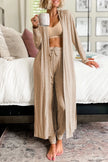 Open Front Long Sleeve Cardigan and Pants Lounge Set - FLORENTINE IRIS