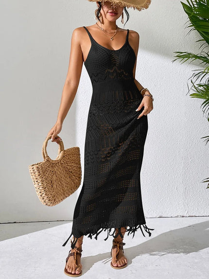 Openwork Scoop Neck Cover - Up Dress - FLORENTINE IRIS