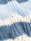 Openwork Striped Color Block Crop Sweater - FLORENTINE IRIS