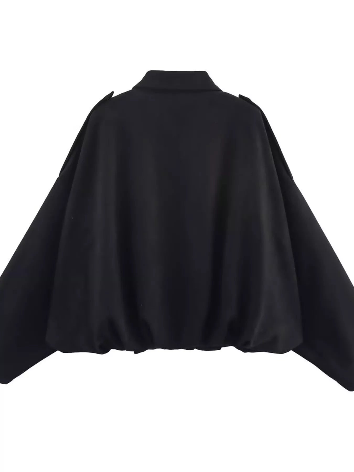 Oversized Zip Up Batwing Sleeve Casual Jacket - FLORENTINE IRIS