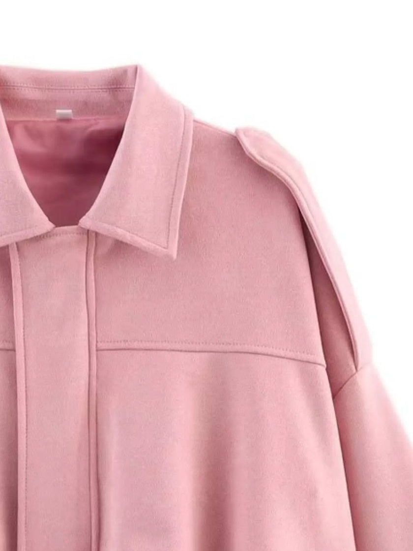 Oversized Zip Up Batwing Sleeve Casual Jacket - FLORENTINE IRIS