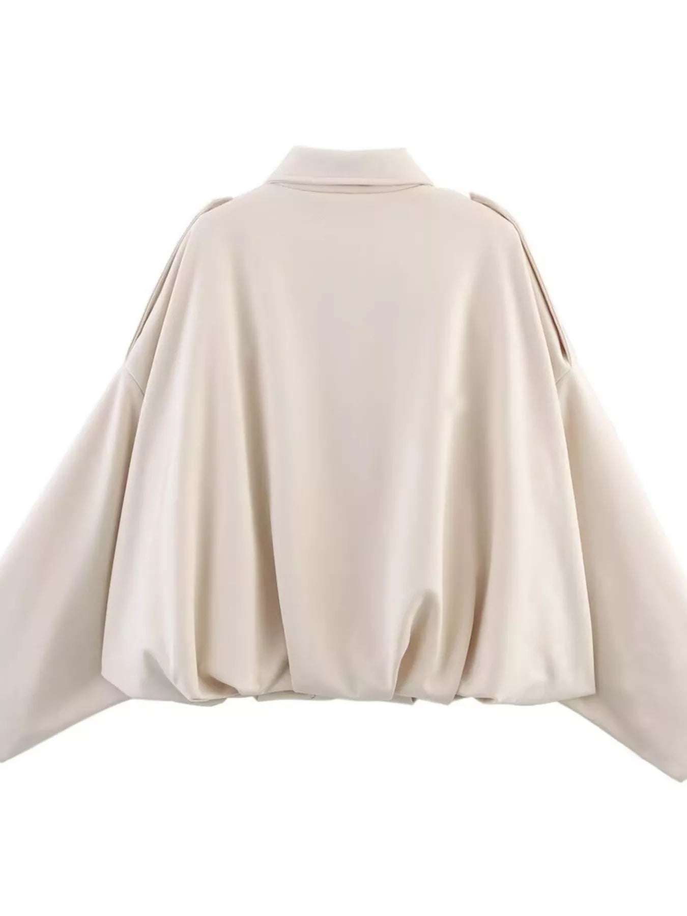 Oversized Zip Up Batwing Sleeve Casual Jacket - FLORENTINE IRIS