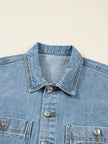Patched Pockets Side Tie Denim Jacket - FLORENTINE IRIS