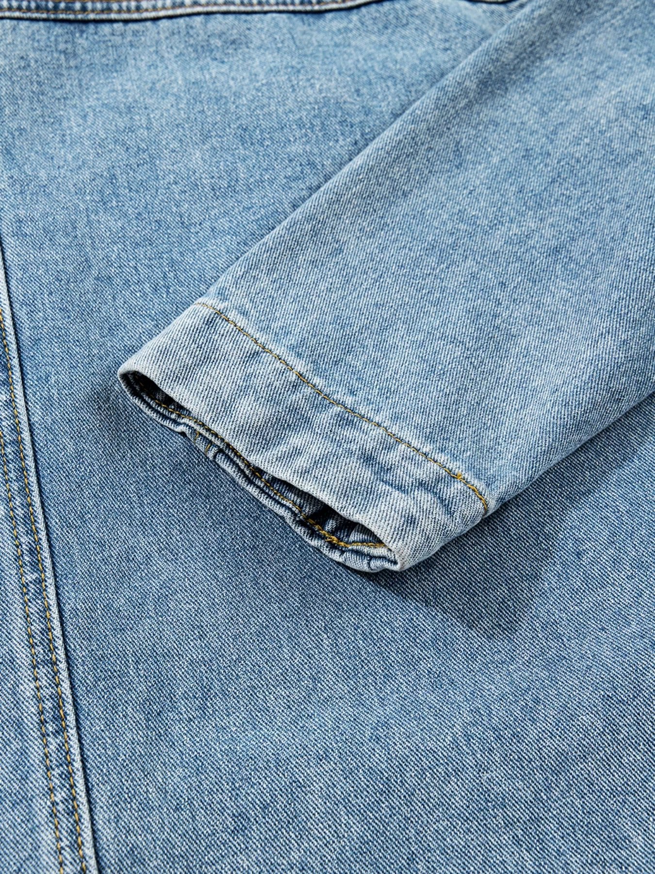 Patched Pockets Side Tie Denim Jacket - FLORENTINE IRIS