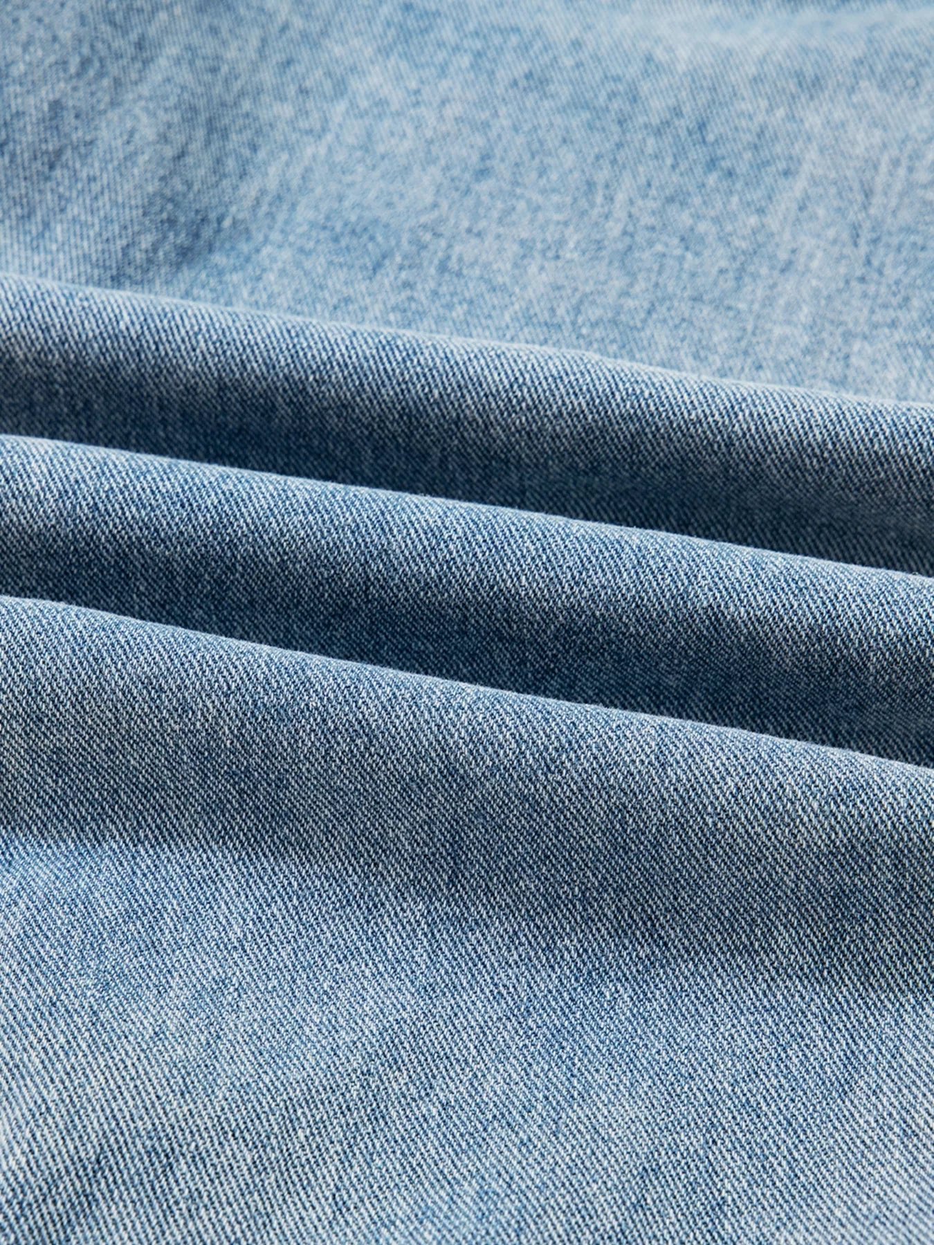 Patched Pockets Side Tie Denim Jacket - FLORENTINE IRIS