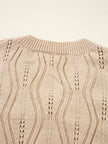 Pearl Beaded Pointelle Knit V Neck Lace Patchwork Sleeve Sweater - FLORENTINE IRIS