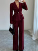 Peplum Blazer & Wide Leg Pants Set - FLORENTINE IRIS