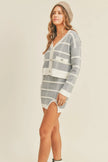 Plaid Button Down Sweater Cardigan and Mini Skirt Set - FLORENTINE IRIS