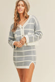 Plaid Button Down Sweater Cardigan and Mini Skirt Set - FLORENTINE IRIS