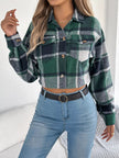 Plaid Button Up Cropped Jacket - FLORENTINE IRIS
