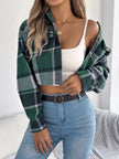 Plaid Button Up Cropped Jacket - FLORENTINE IRIS