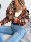 Plaid Button Up Cropped Jacket - FLORENTINE IRIS