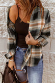 Plaid Collared Neck Button Up Long Sleeve Shirt - FLORENTINE IRIS